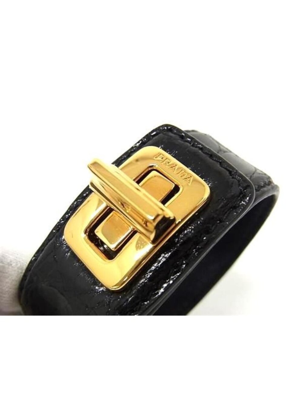 Prada Leather Turnlock Bracelet M Black - Picture 3 of 3